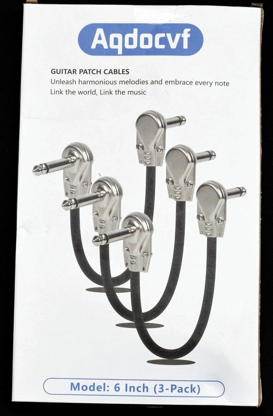 Aqdocvf 3 Pack 6" Guitar Pedal Patch Cables Right Angle Shielded Black